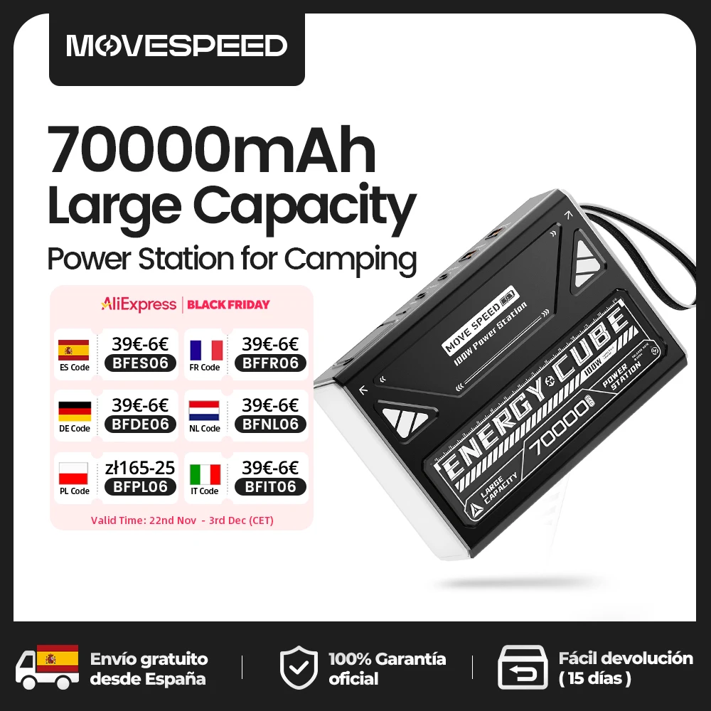 MOVESPEED Z70 Pro Large Capacity Power Bank 100W Max Fast Charge Laptop External Battery Charger for MacBook Pro Outdoor Camping