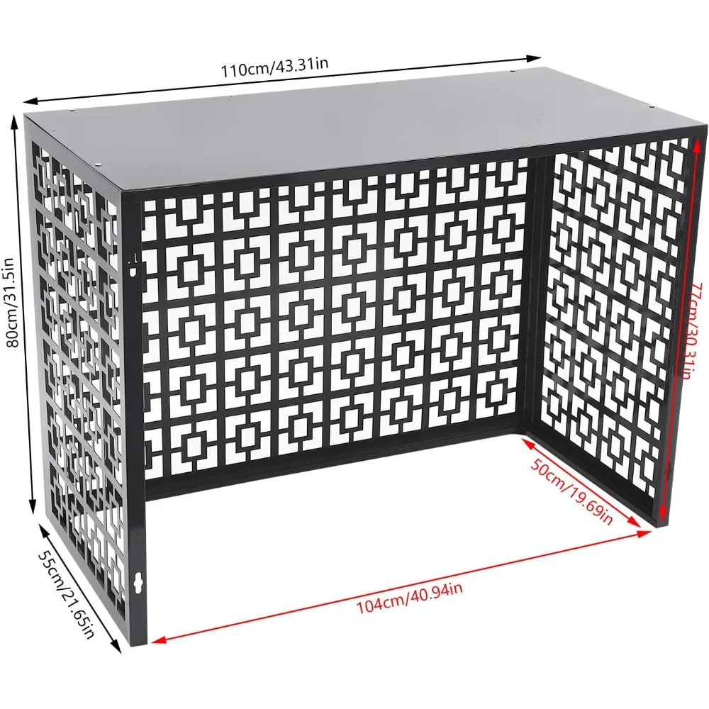 エアコンフェンス 43.31×31.5インチ 高さ4パネル アルミ合金製プライバシースクリーン 屋外プール設備囲い（O用）