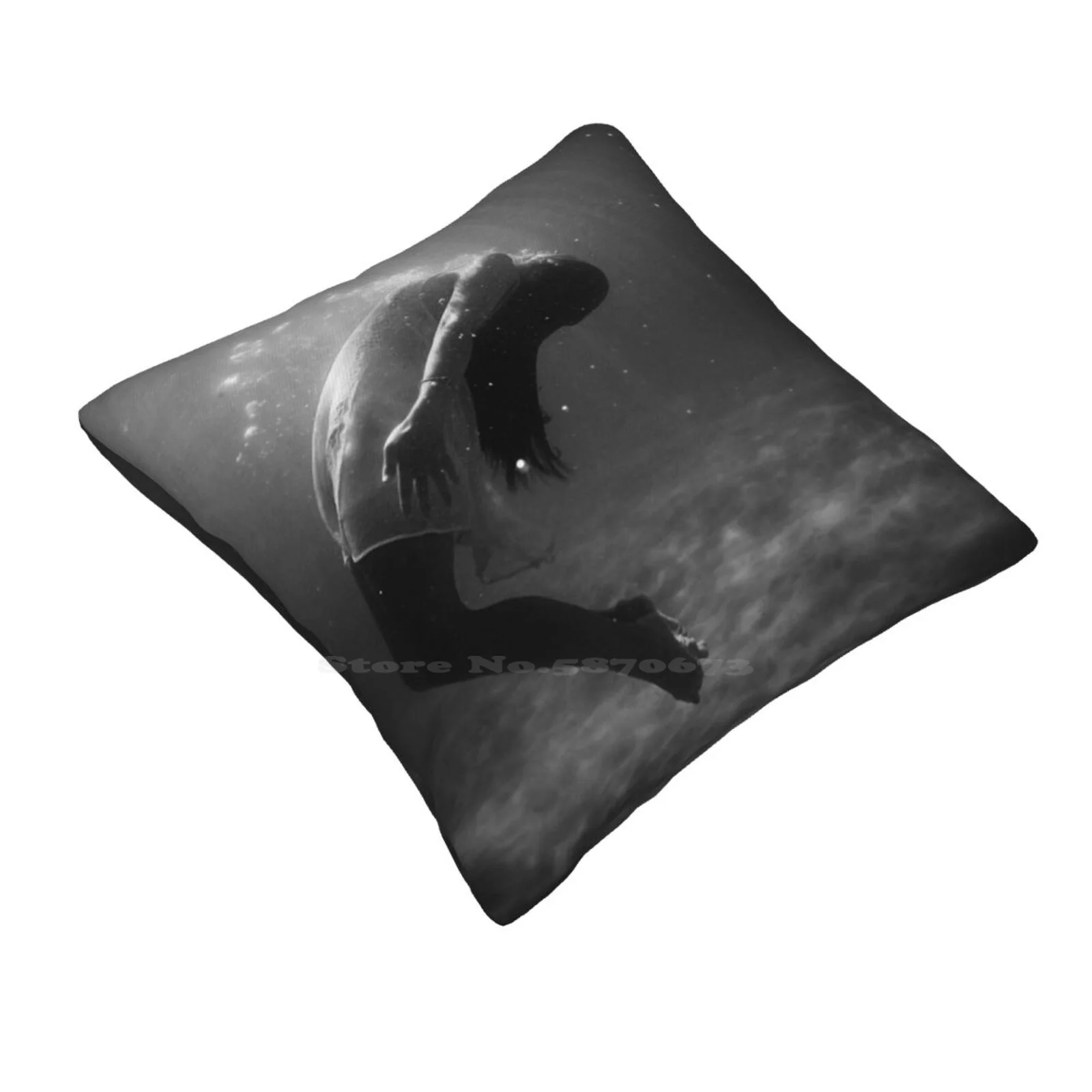 Float Home Sofa Car Waist Throw Pillowcase Drowning Float Girl Ocean Black Swim Dive Underwater Fashion Wave Woman Supernatural