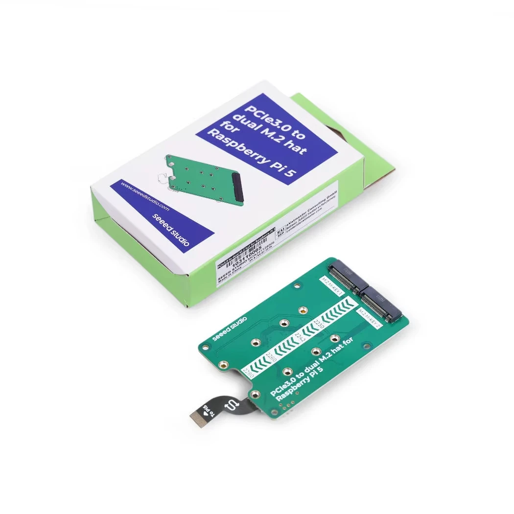103110065 PCIe3.0 Switch to Dual M.2 Hat for Raspberry Pi 5 Support NVMe SSD Support Hailo8/8L Modules