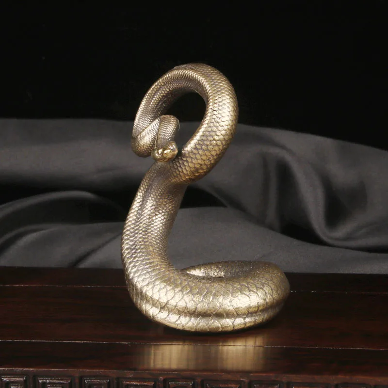 Solid Brass Viper Ornament Year Of The Snake Twelve Zodiac Animals Snake, Bronze Carving, Python Handicraft Antique Bronze Ware