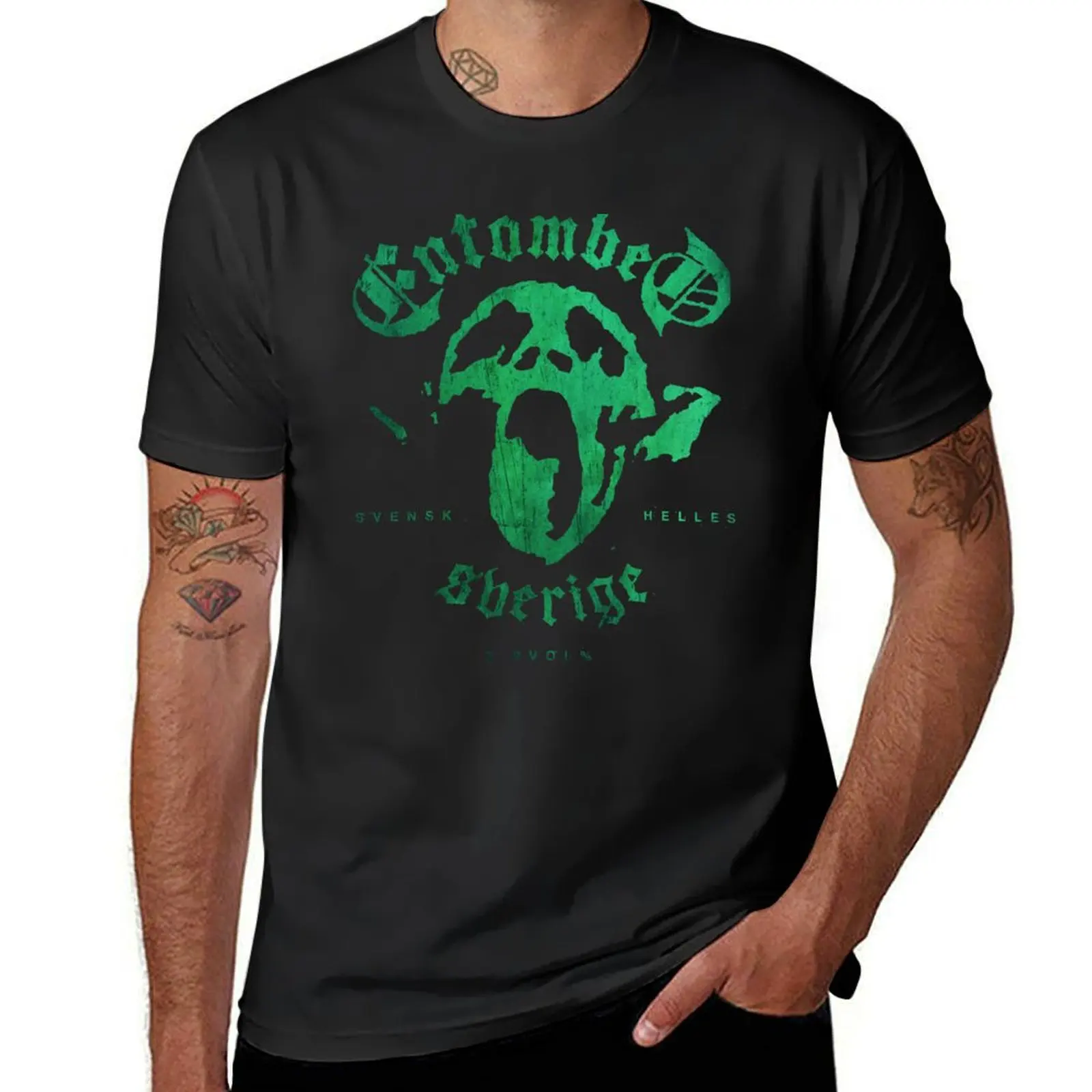 Entombed Green T-Shirt blacks kawaii clothes black t shirts for men