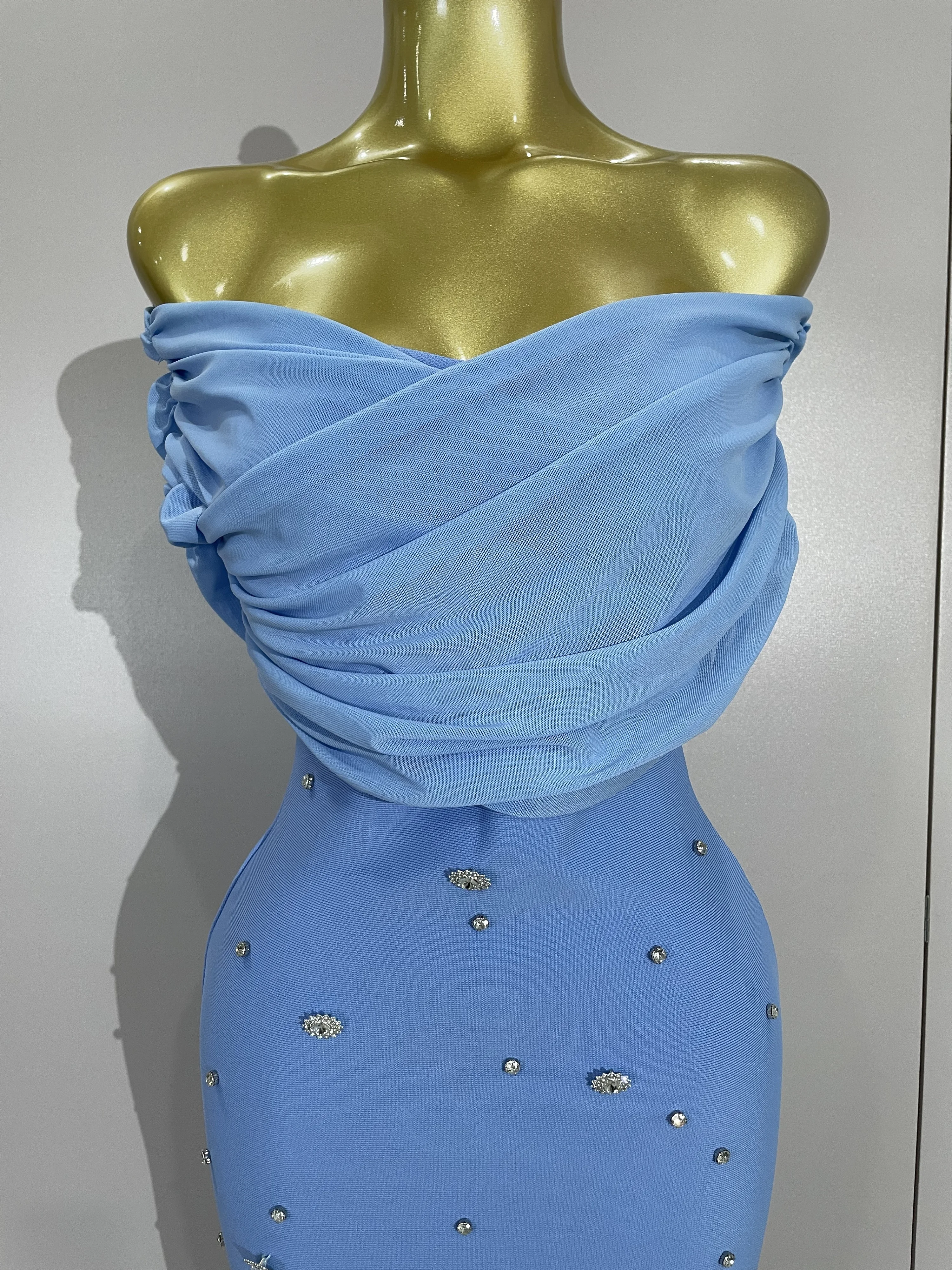 Shining คริสตัลเซ็กซี่ปิดไหล่ Bodycon BANDAGE ชุดยาวผู้หญิงฉลองวันเกิด Elegant Evening PARTY Club ชุด