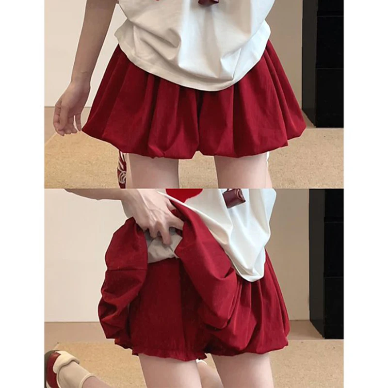 Summer Lady Chic Ruched Designer Short Skirts Girls Slim Fit High Waist Short Dress Female Korean Sweet A-line Skirts