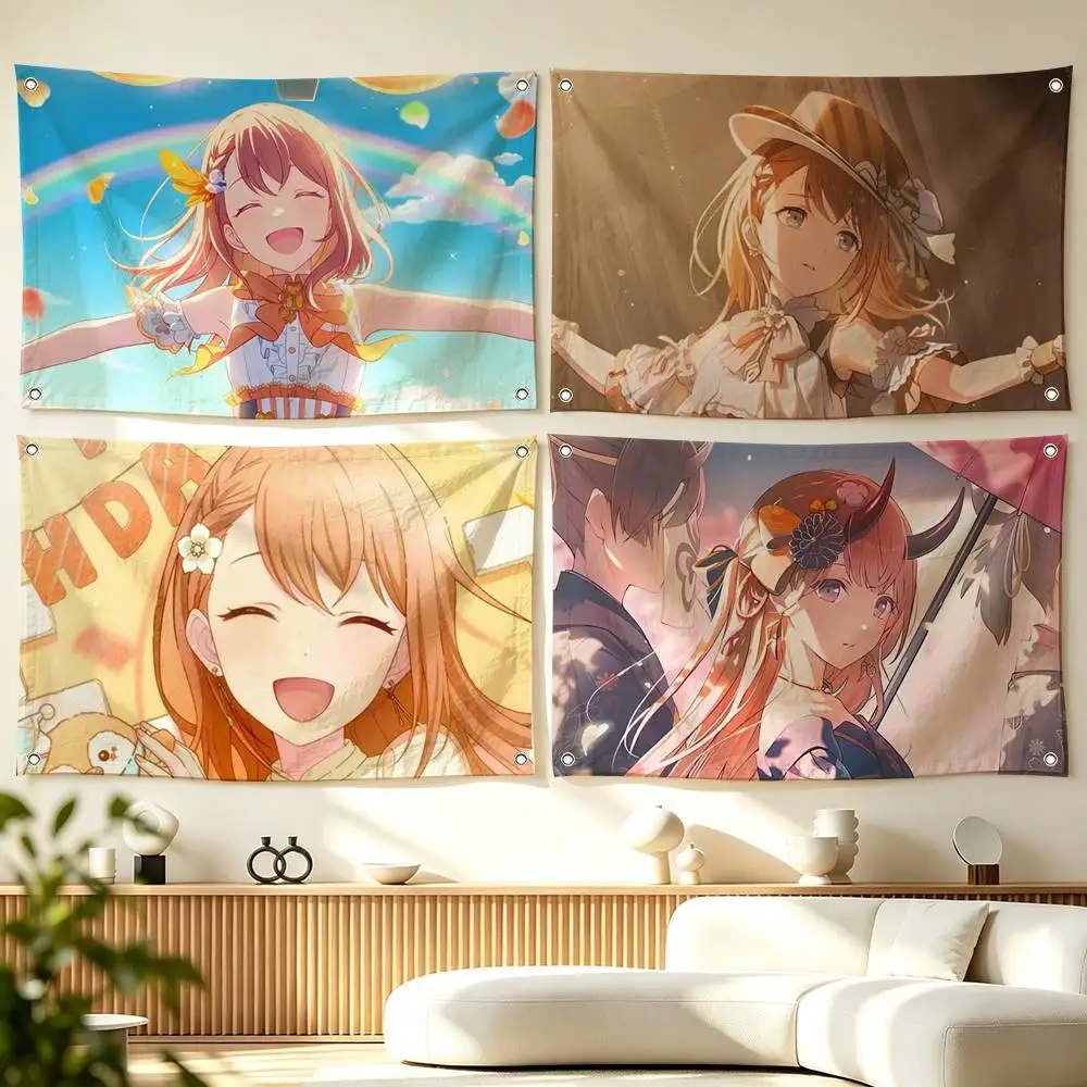 H-Hanasato M-Minori Project Sekai  Flags Wall Hanging Tapestry Outdoor Garage Room Decorative flag Background Blanket