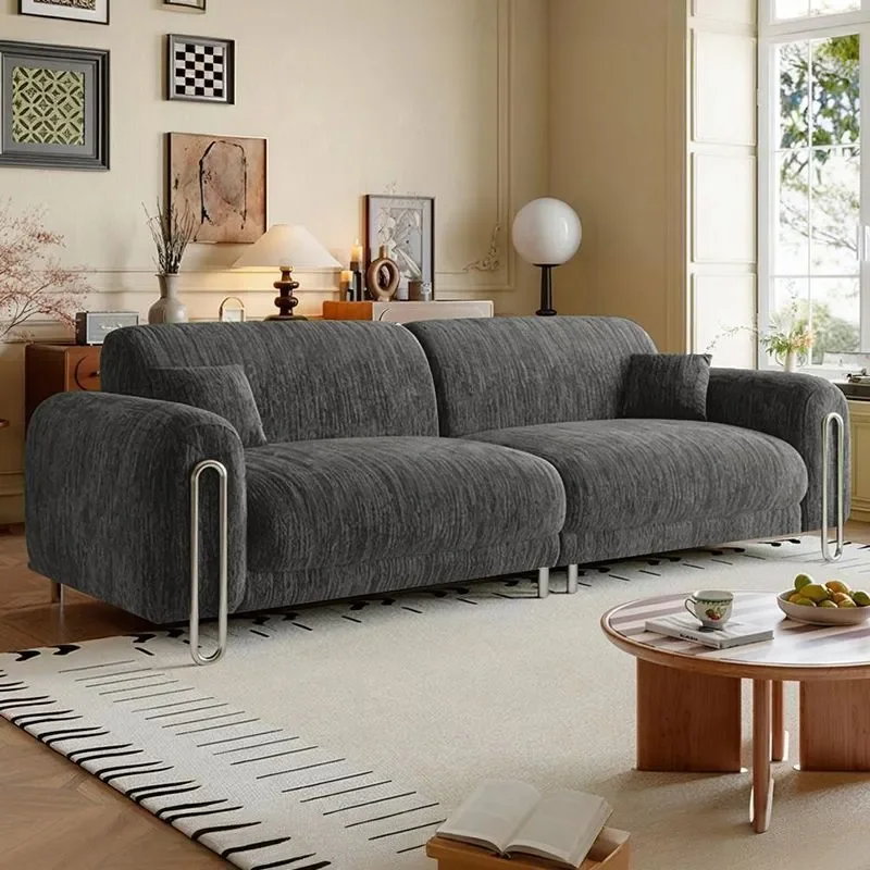 for 2025 New Velvet Skin-friendly Flannel Sofa for Living Room Simple Modern Wrought Iron Assembly Sofa for Rental House Can