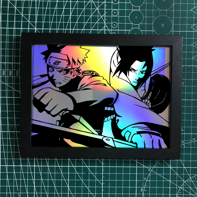 Cartoon Anime Naruto one piece Colorful Laser Scratch Painting Handmade DIY Photo Frame Painting Desktop Ornament Christmas Gift