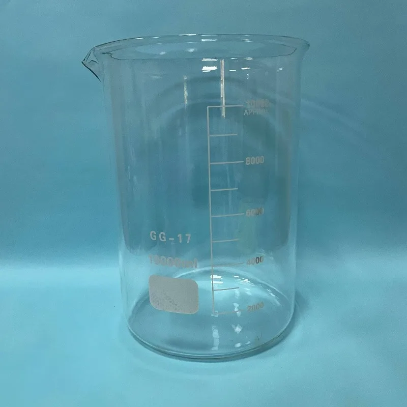 Glass beaker 10L, high temperature resistant, thickened, low profile with scale, large capacity beaker