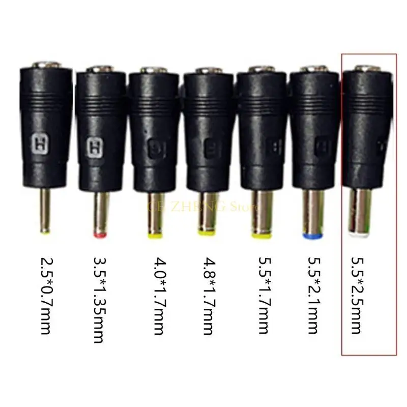 E56B 전력 어댑터 5.5x2.1mm 암으로 2.5x0.7/3.5x1.35/4.0x1.7/5.5x2.5/5.5x2.1/5.5x1.7/4.8x1.7mm 수컷 어댑터 플러그 변환기