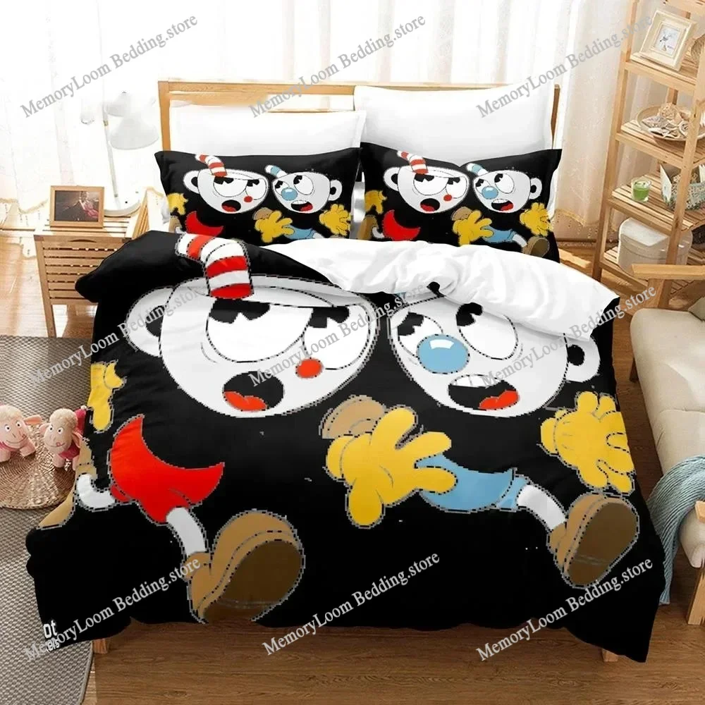 Cartoon Cuphead Show Bedding Set Boys Girls Twin Queen Size Duvet Cover Pillowcase Bed Kids Adult Fashion Home Textileextile