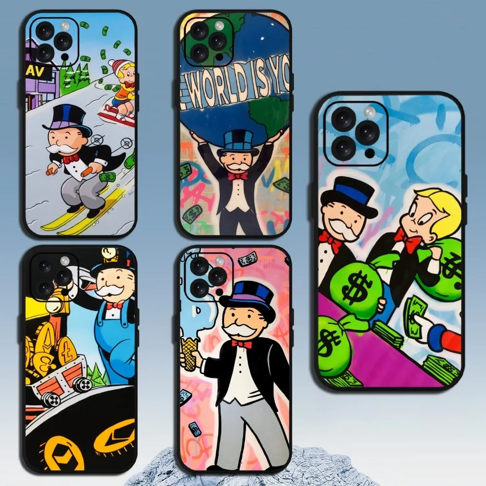 Cartoon Luxury Dollar MonopolyS  Phone Case For iPhone Mini 11 12 13 14 15 Pro XS Max X Plus SE XR Shell