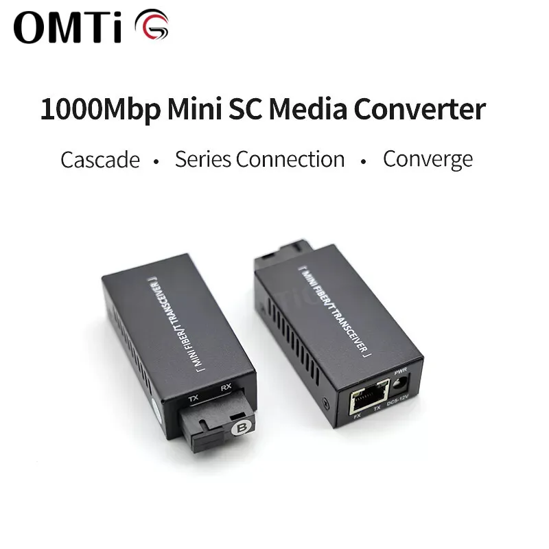 

1 Pair Gigabit 100/1000M A/B SC Ethernet Fiber Media Converter Rj45 Optic Transceiver 20KM Fibra Switch With Power Supply