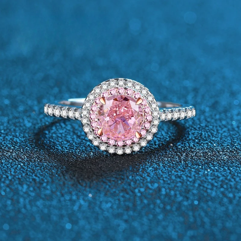 

PT950 Платиновое кольцо с ледяным цветком, розовое бриллиантовое кольцо с белым бриллиантом, женское обручальное кольцо с имитацией бриллианта 3,5 карата