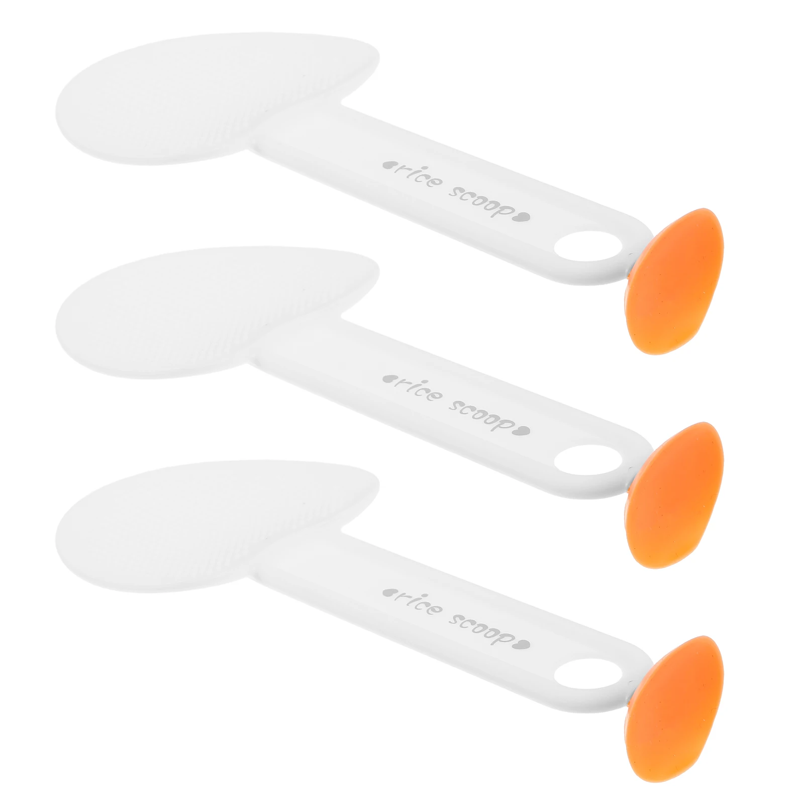 

3pcs Suction Cup Rice Spoon Standing Non-Stick Rice Paddle Upright Design For Easy Serving Storage Heart-Shaped Scooper Kitchen