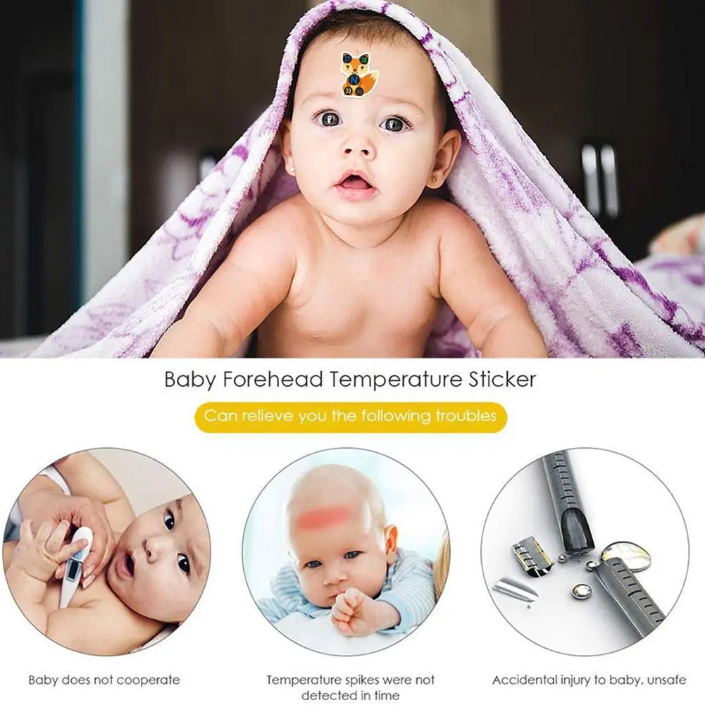 Randomly 10PCS/Pack Cartoon Thermometer Temperature Sticker Sticker Forehead Changing Temperature Baby Thermometer Color K2R3