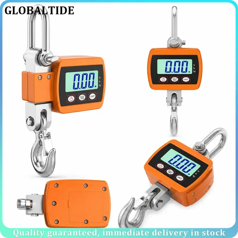 Portable Industrial Electronic Crane Scale 60-300kg LCD Digital Display Heavy Duty Weight Hook with Unit Change Function