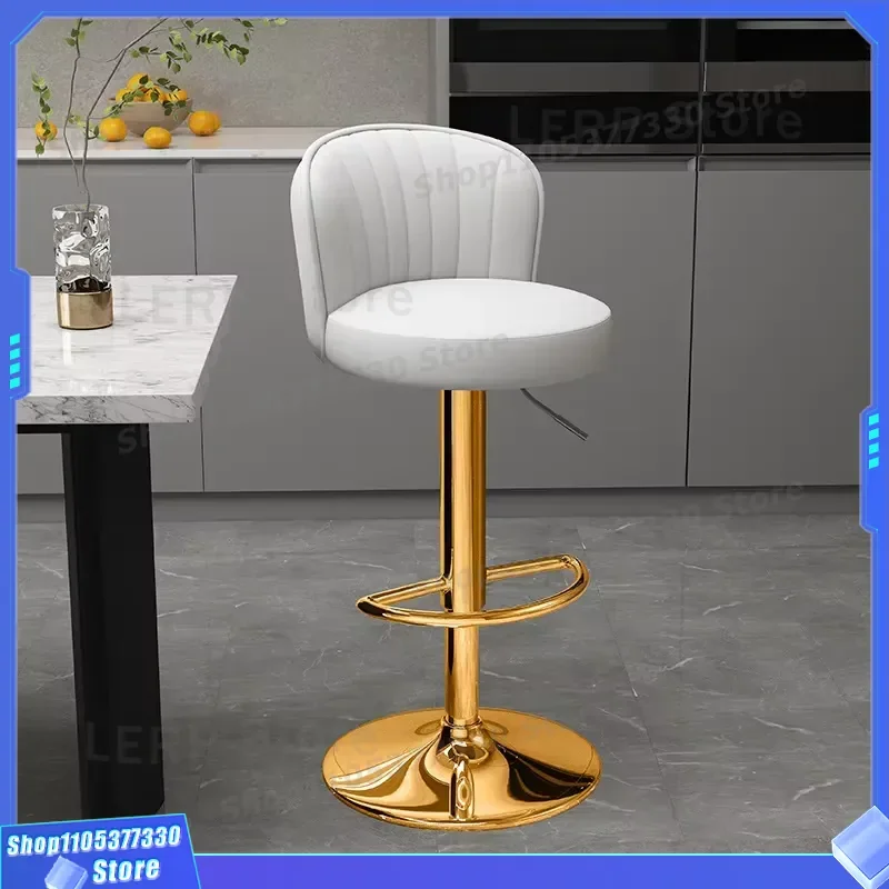 Modern Swivel Bar Stool PU Leather Seat Metal Base Adjustable Height Kitchen Counter Chair Contemporary Design Comfortable