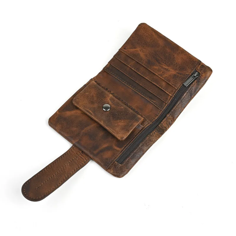 LD-Retro leather wallet, long top layer cowhide wallet, casual and versatile, crazy horse leather multifunctional coin purse