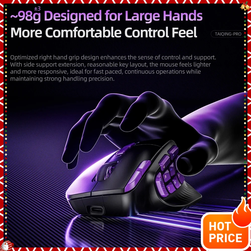 

TAIDU TSG908 PRO Gaming MouseTri-mode PAW3950 PAW3311 Sensor 16 Side Buttons DIY back cover 30000 DPI Gaming Laptop Accessories​