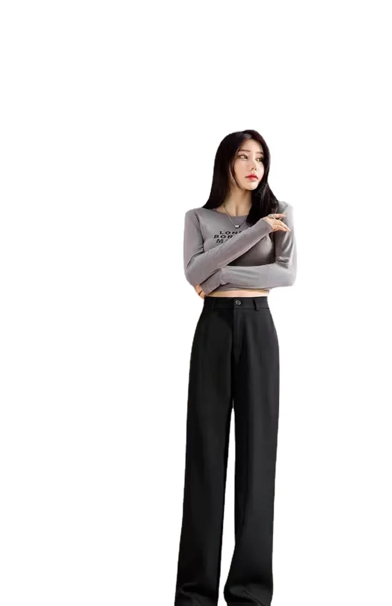 Blacksuit المرأة السراويل مستقيمة الساق جرس قيعان السراويل الدخان أنبوب السراويل صغيرتي المرأة المهنية #5