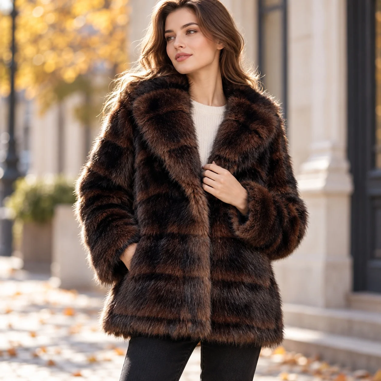 No Hood Long Sleeve Coat Loose Fit Japanese Korean Casual with Autumn Regular Length Notched Lapel Regular Sleeve Women Coat