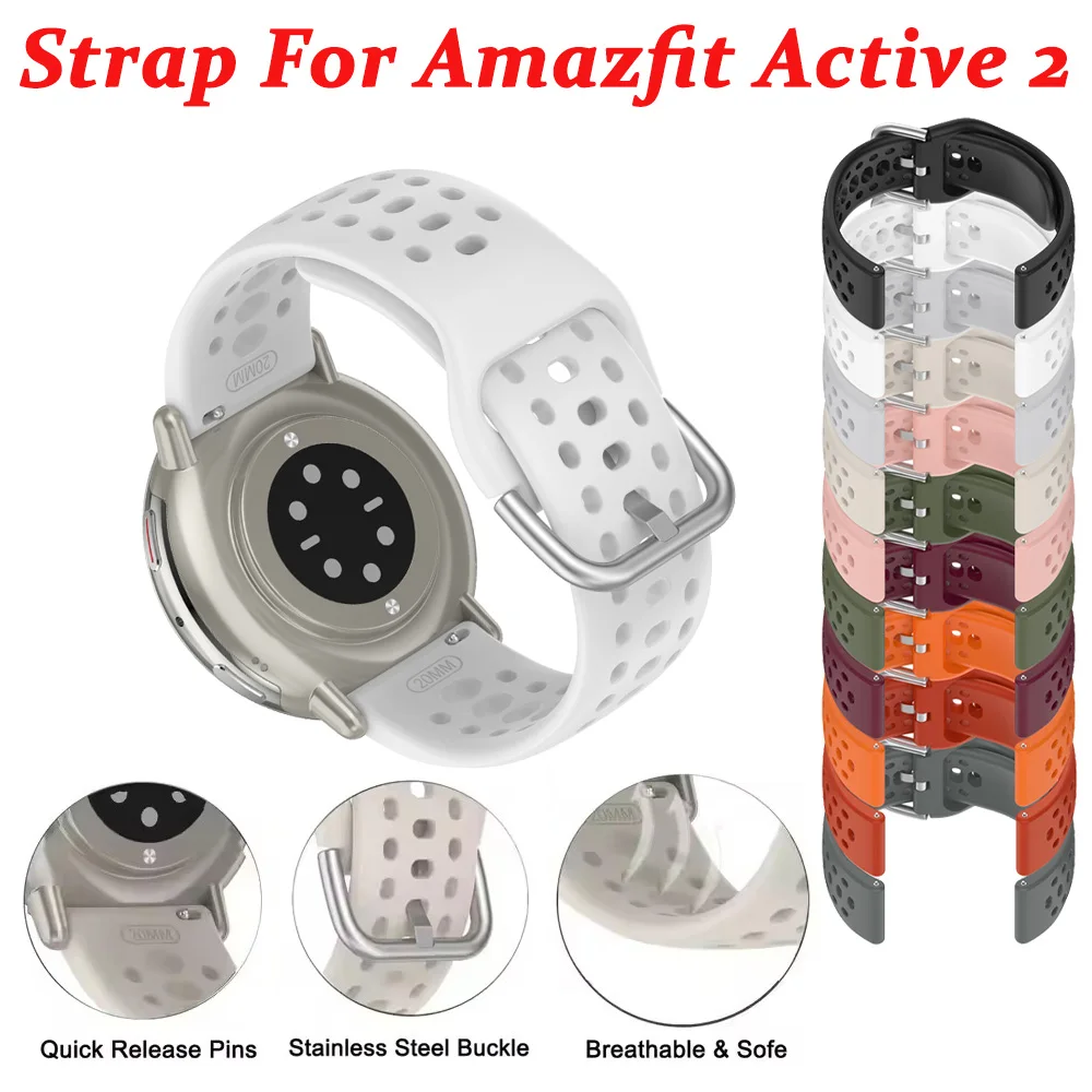 Silicone Replacement Watch Bands Compatible with Amazfit Active 2/ Square,Breathable Strap Intelligent Correa Watch accessories
