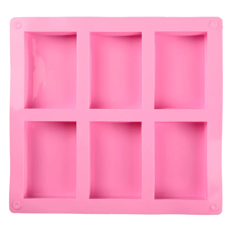 6 Grid Handmade Soap Silicon Mold 6 Types Floral Pattern Flat Bottom Essential Oil Toilet Soap DIY Baking Cake Square Mold