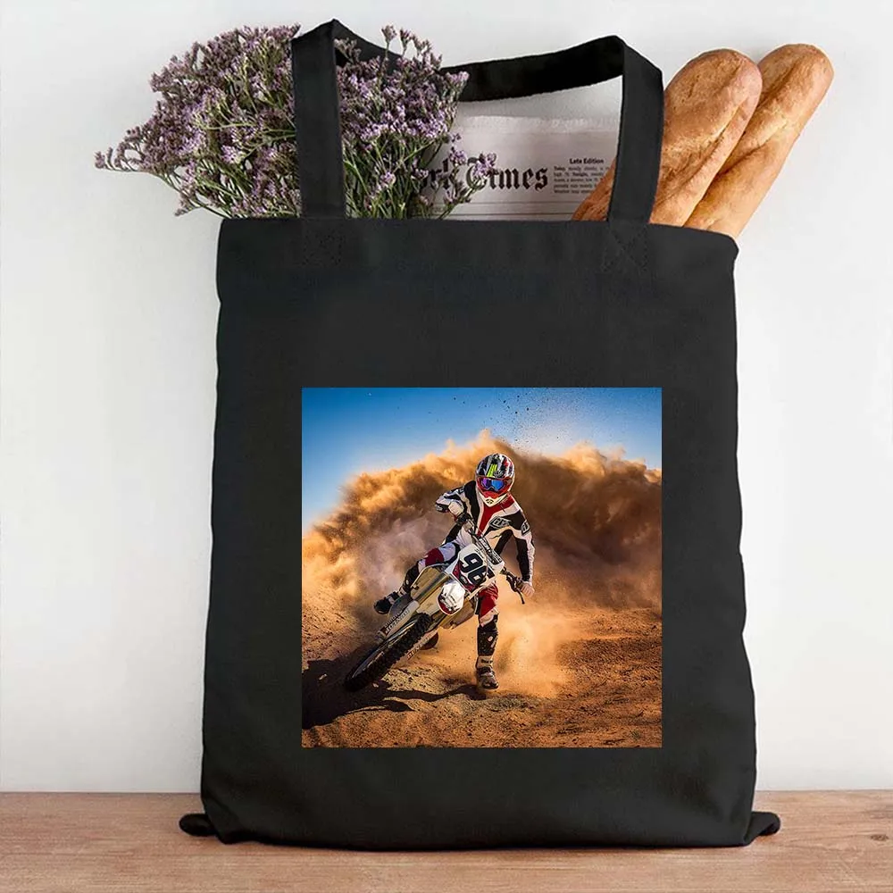 Moto Speed Drift Dust Helmet Racer Racing Sports motociclista Canvas Shoulder Shopper Totes Bags Shopping Handbags