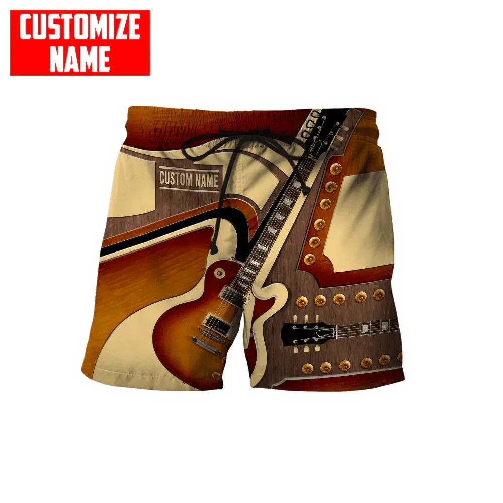 PLstar Cosmos Personalized Name Guitar 3D All Over Printed Men's Shorts Summer Harajuku Unisex Beach Casual Shorts DK04