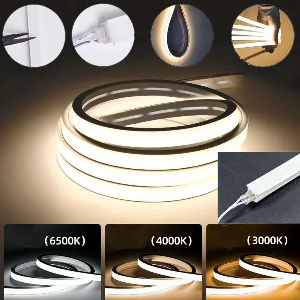 12V Silicone LED Strip Channel Cover Profile for Embedded Flexible Light Diffuser Flexible Embedded LED Neon Tube DIY Room Decor