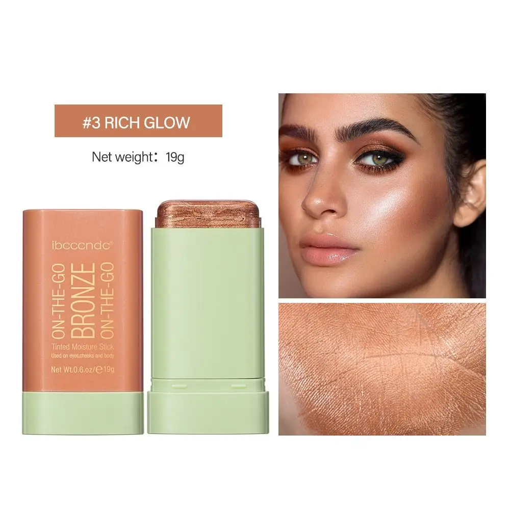 Face Brightening High Gloss Stick Blush Face Bronzer Grooming Stick Set Brighten Long Lasting Highlight Powder Suit Women