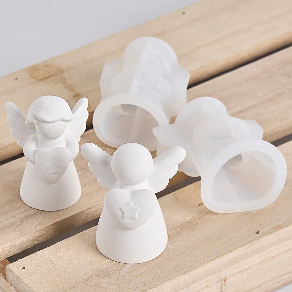 Heart Wings Angel Silicone Scented Candle Mold DIY Girl Sculpture Gypsum Home Decor Handmade Human Resin Mold for Birthday Gifts