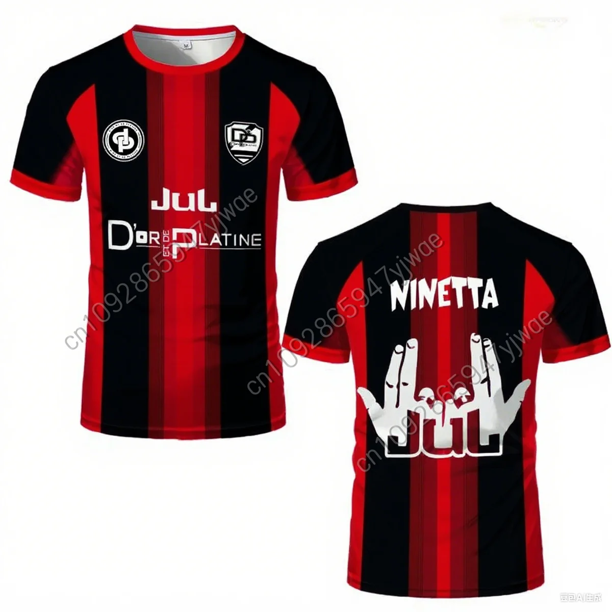 90 minuten juli Maillot Toto Et Ninetta Jerseys Dames Rap Cultuur Grafische T-shirts Ademend voetbalshirt Paar outfits