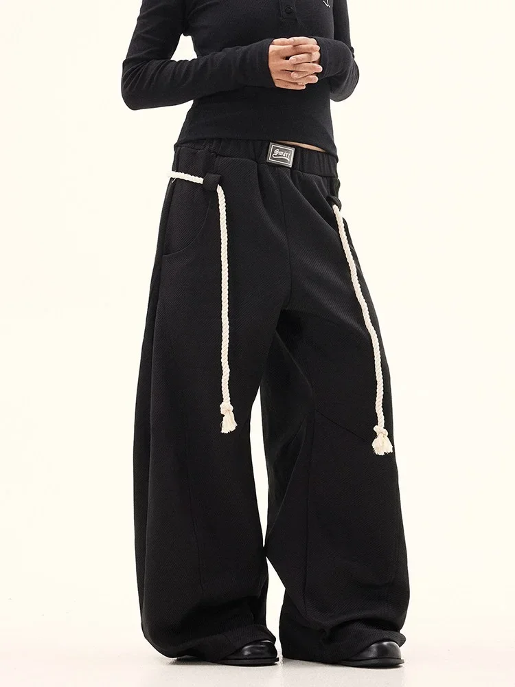 ADAgirl-Pantalon de survêtement à jambe large pour femme, Gris, Proximité, Wstring, Mode Hip Hop, Pantalon de sport Kpop, Streetwear, Harajuku, Fjj décontracté, Y2k