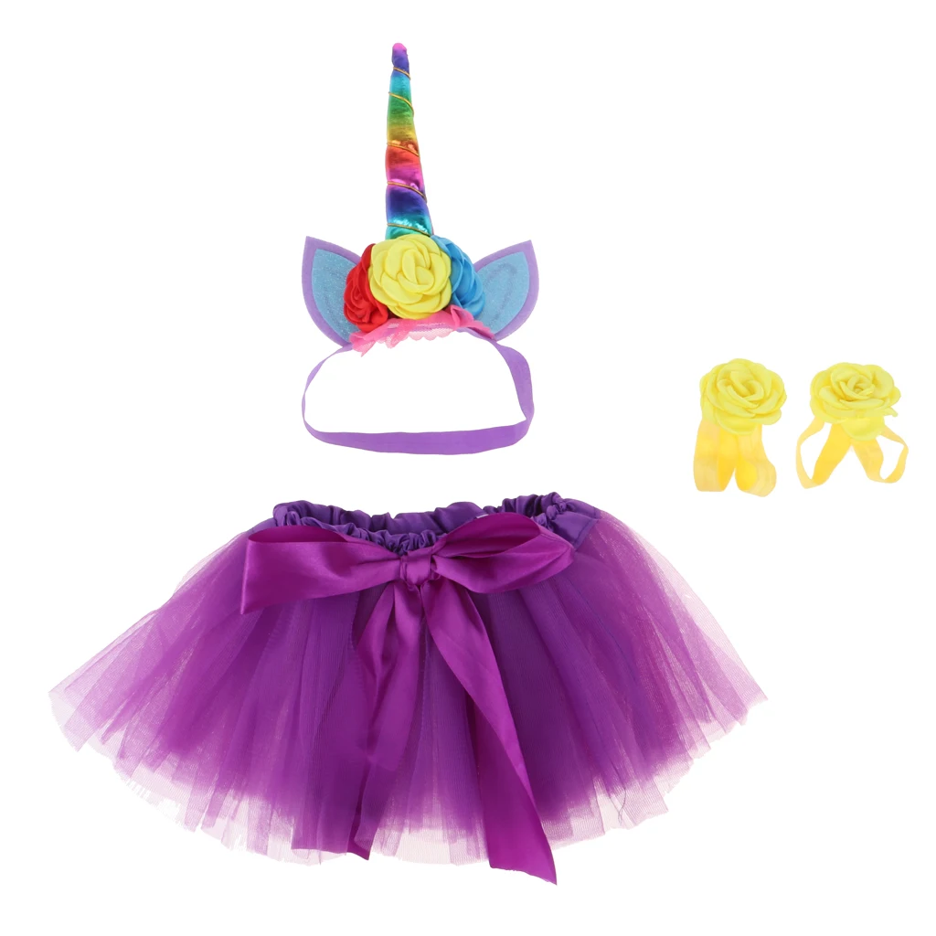 Bebé niñas princesa unicornio falda diadema fiesta Cosplay vestido de lujo