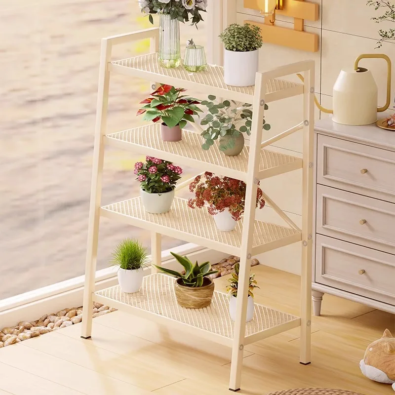 Balcony Flower Stand Shelf Balcony Outdoor Wrought Iron Ladder Multi-layer Living Room Floor-to-ceiling Multi-potted Plants