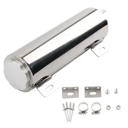 32OZ 3x9in Universal Polished Stainless Steel Radiator Coolant Overflow Catch Puke Tank