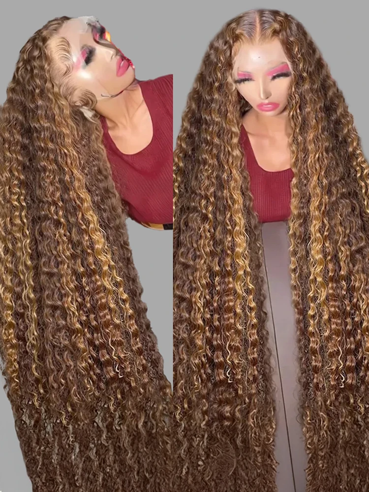 4/27 تسليط الضوء على شعر مستعار شعر الإنسان موجة عميقة شعر مستعار أمامي 13x4 HD الدانتيل الباروكة شعر الإنسان موجة المياه الباروكات مجعد الدانتيل الجبهة باروكة من شعر طبيعي #1