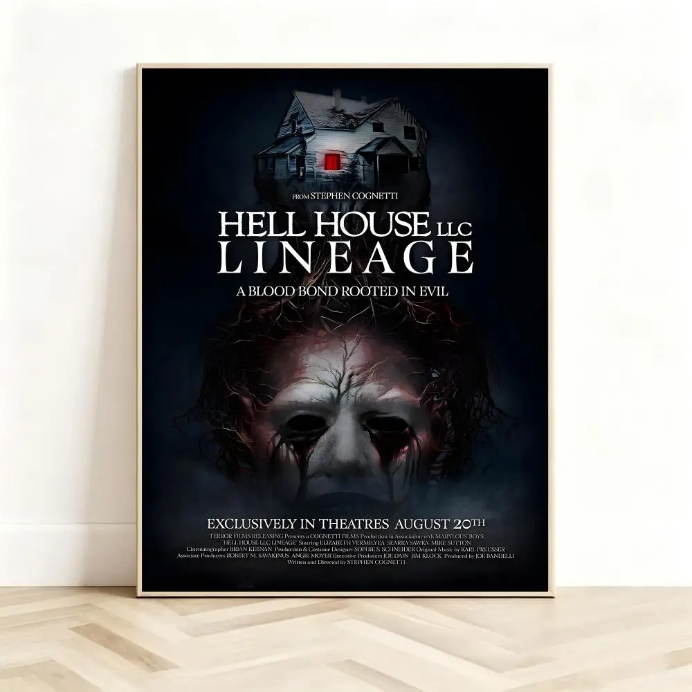 Spooky Movie H-Hell House LLC Poster Classic Self-Adhesive PP Wall Sticker for Living Room Bar Decor Gift