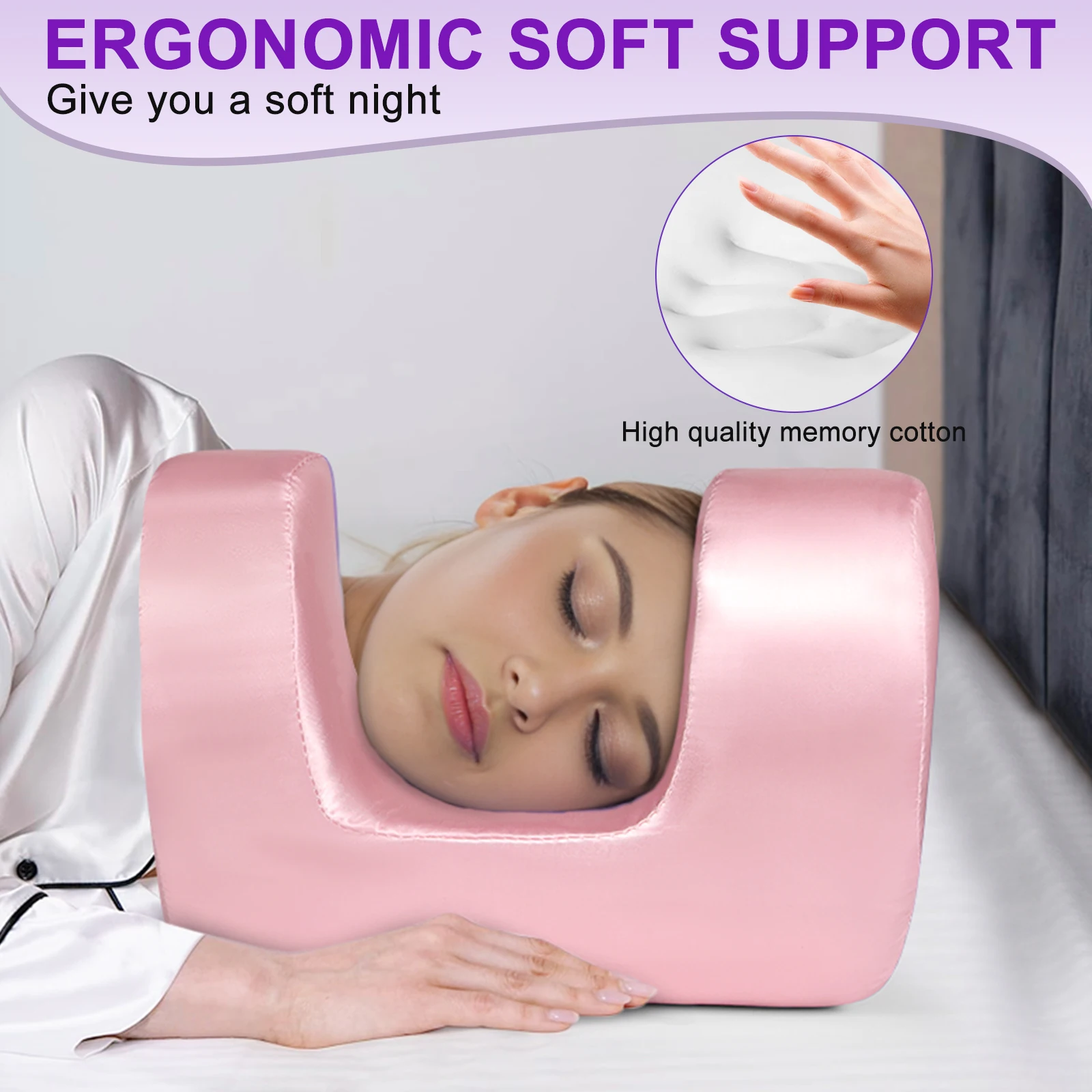 Face Pillow for Wrinkles Anti-wrinkles-aging Beauty Pillow Soft Memory Foam Facial Wrinkles Back or Side Sleeping Pillow