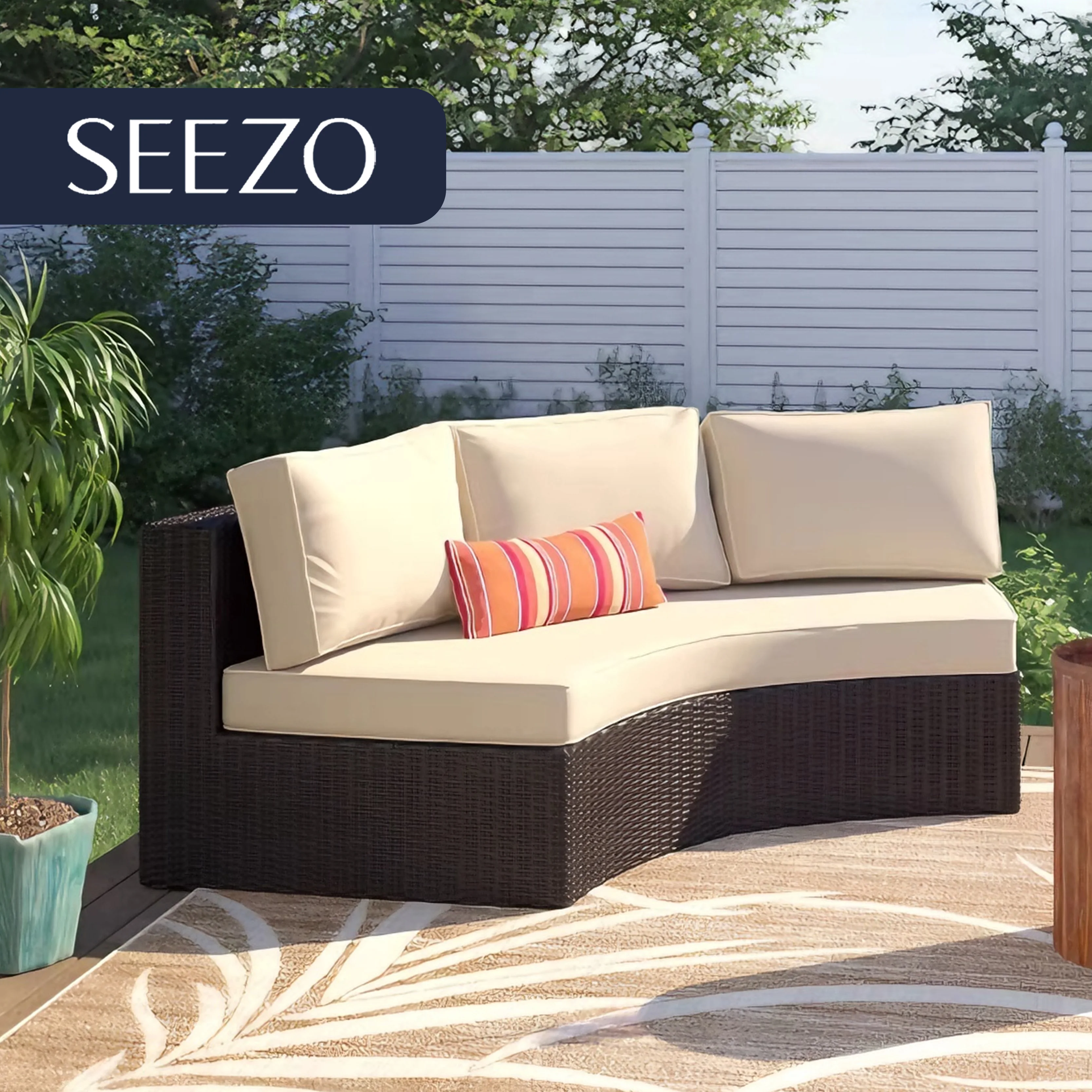 Curved Sofa Furniture Outdoor Pe Rattan Wicker Furniture Sectional Wicker/rattan 4 - Person Seating Group With Cushions Sofa Set