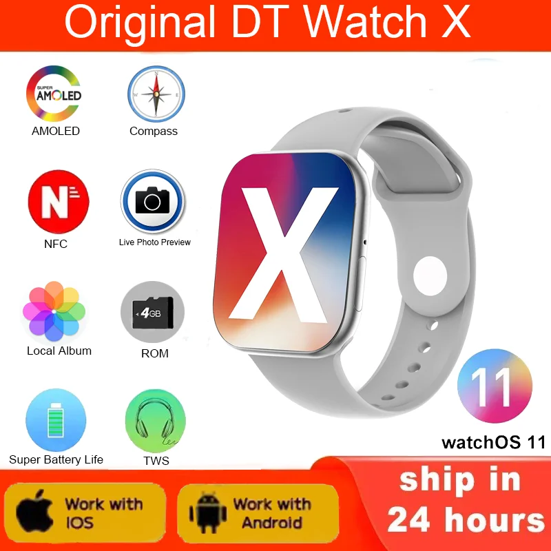 New Original DT Watch X GPS Smart Watch Men Series 10 Always On Display 4GB Memory BT Call NFC Women Smartwatch For IOS Android