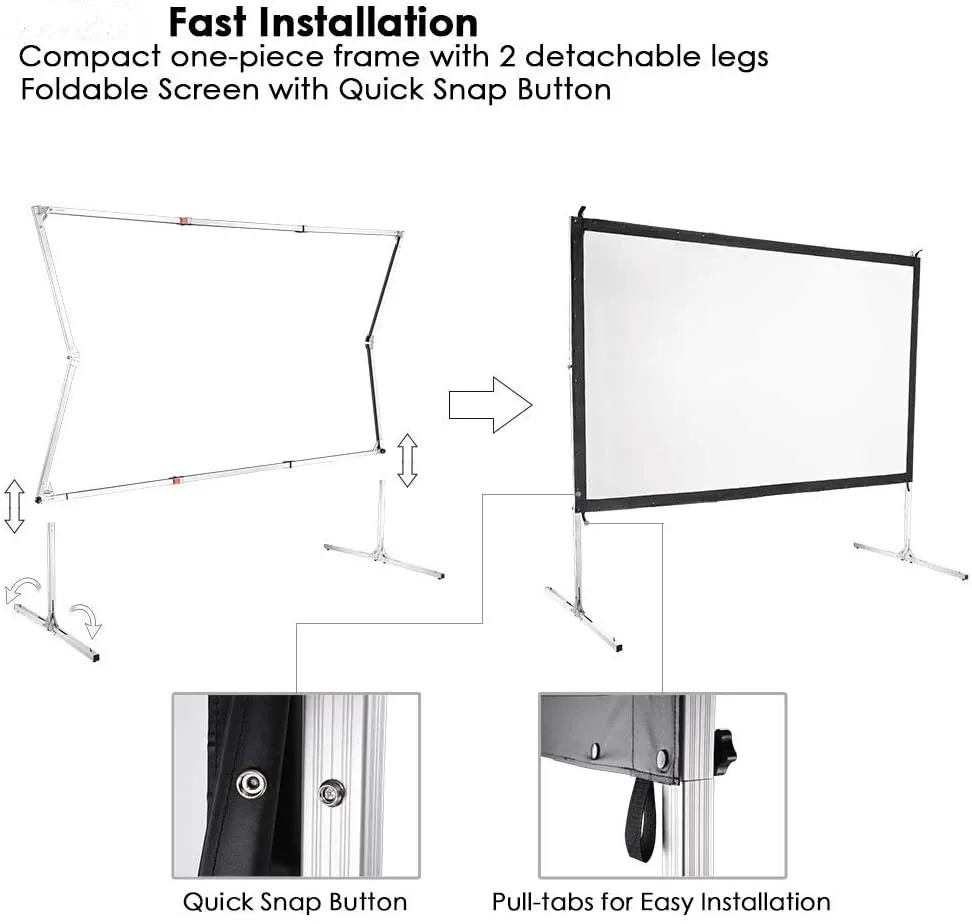 150inch 16:9 Wholesale Factory Price Fast Folding Projector Screen With Stand Front Projection For Outdoor&Indoor - view 2