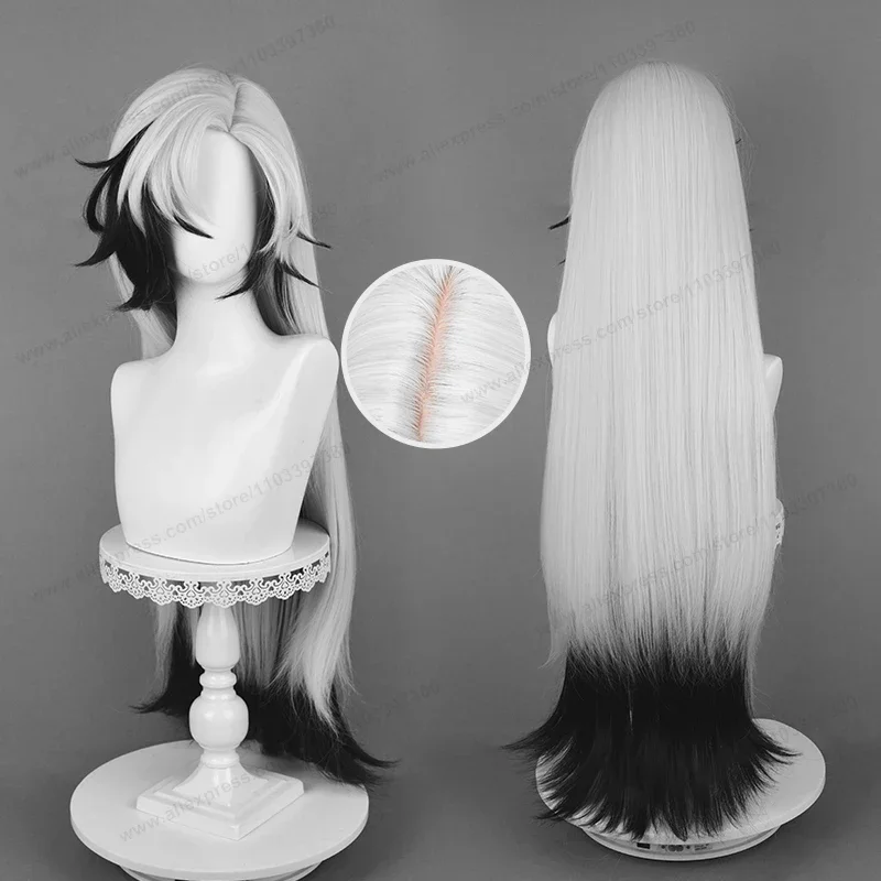 Boothill Cosplay Wig Synthetic Hair Honkai Star Rail 92cm Long Slive White Black Hairs Anime Heat Resistant Wigs