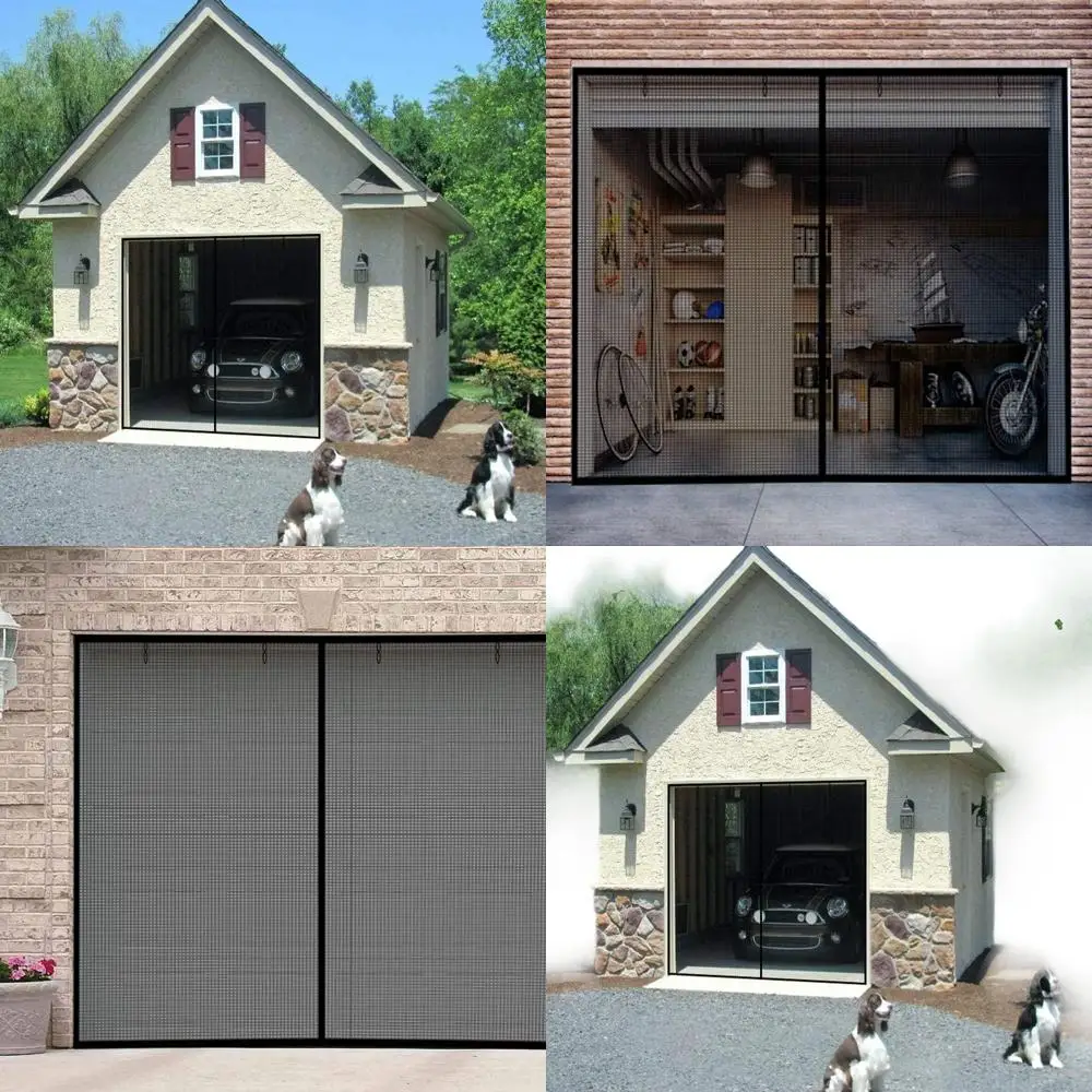 

1 Car Garage Door Screen, 10x7Ft, Magnetic Closure, Heavy Duty, Weighted Bottom, Self-Sealing Fiberglass Mesh, Retractable Net,