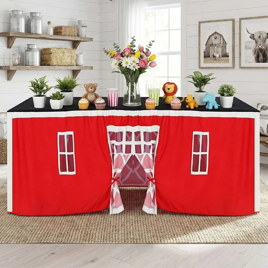 10 pés x 7,5 pés grande playhouse pano de mesa forte tenda capa playhouse interior ao ar livre toalha de mesa para festa de aniversário playgroun
