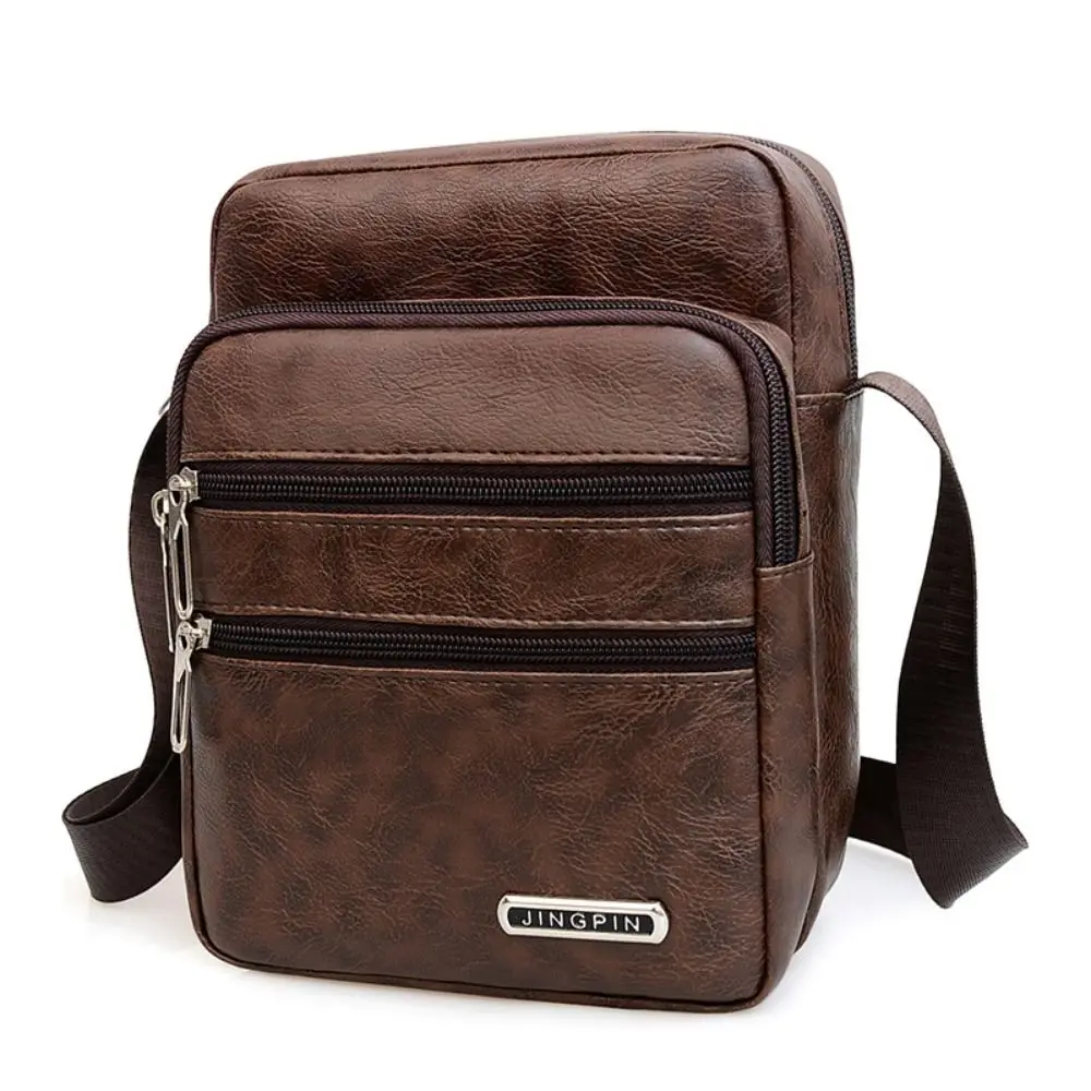 Fashion PU Leather Men\'s Bag Casual Black Brown Large Capacity Crossbody Bag Waterproof Handbag Men