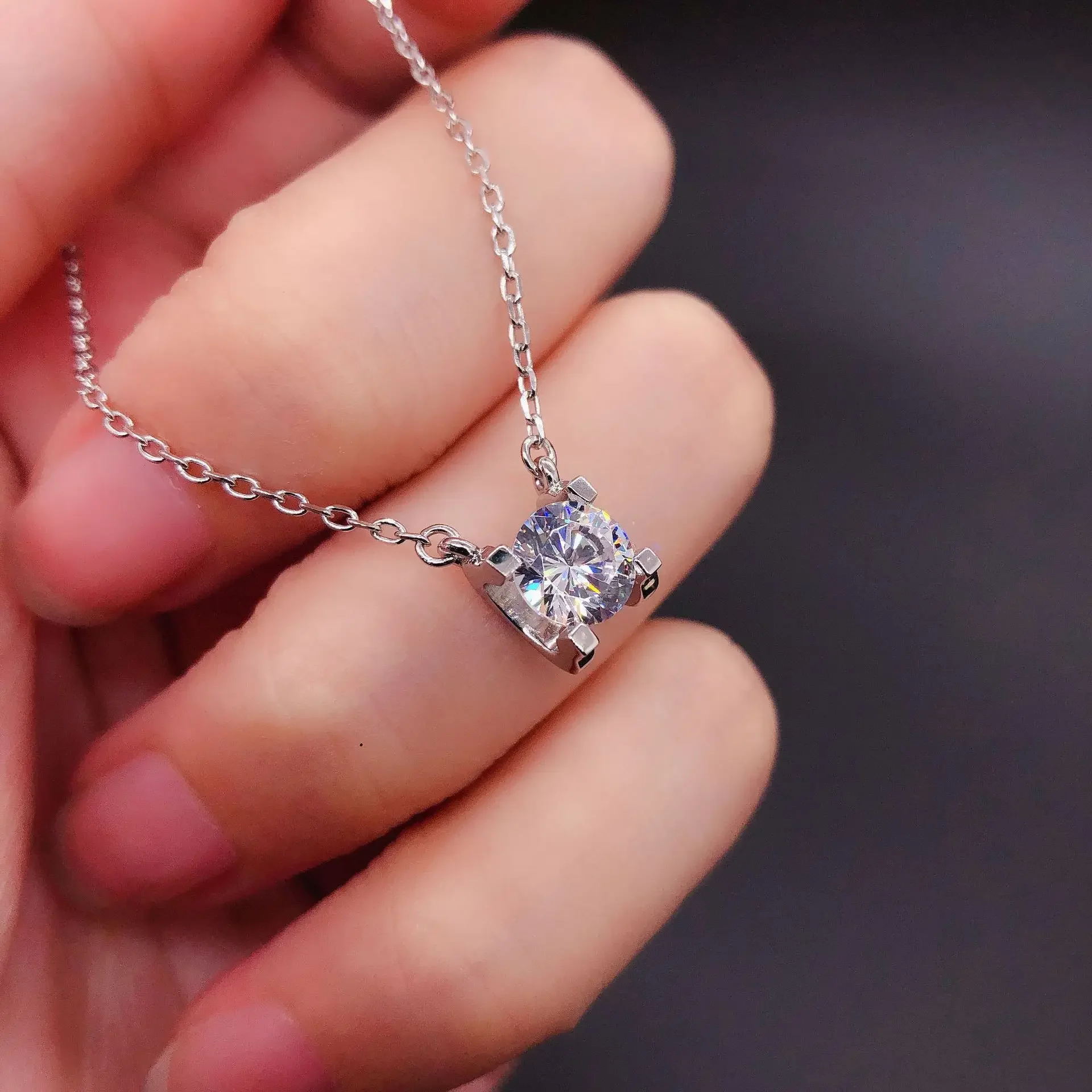 14K สีขาวทอง AU585 Platinum PT950 Moissanite Diamond สร้อยคอหัววัวชุดสร้อยคอสร้อยคอ