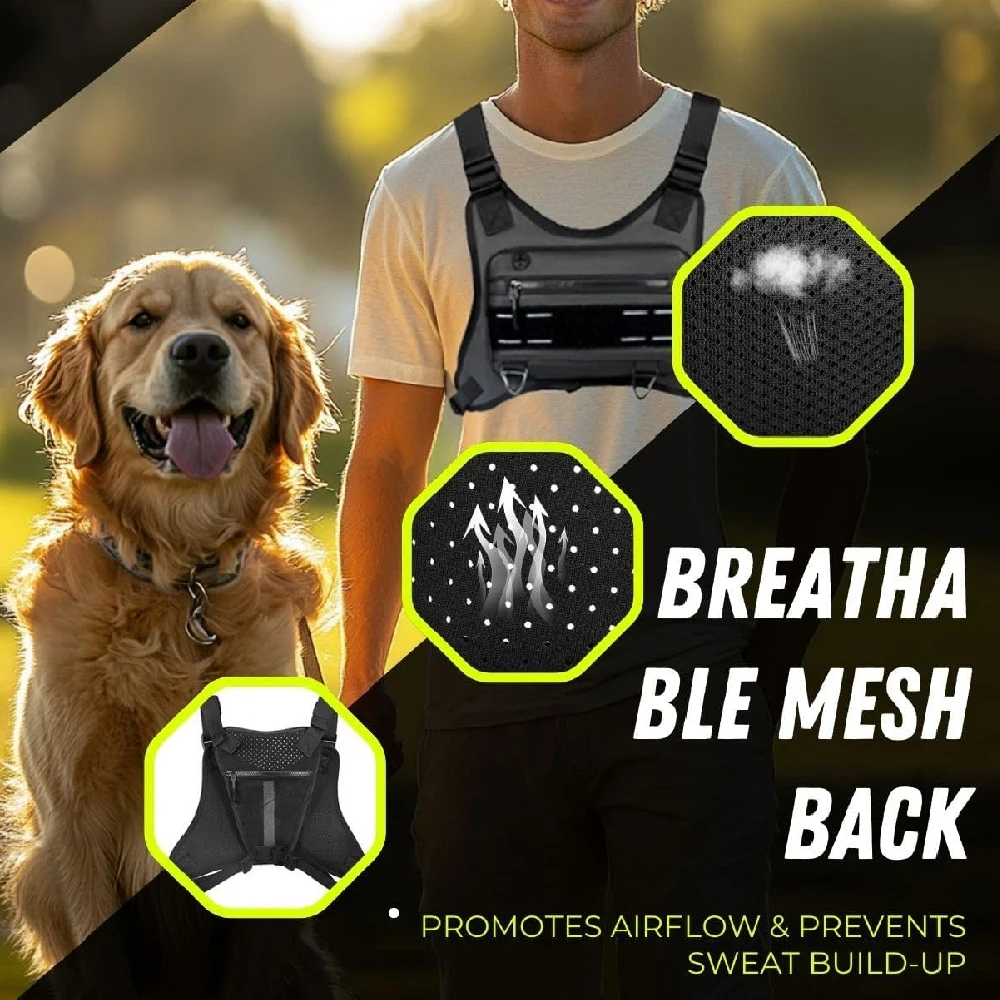 1PCS Sports Chest Bag For Men Women, Water Resistant Lightweight Front Chest Pack, Running Vest Bag With Built-In Phone Holder