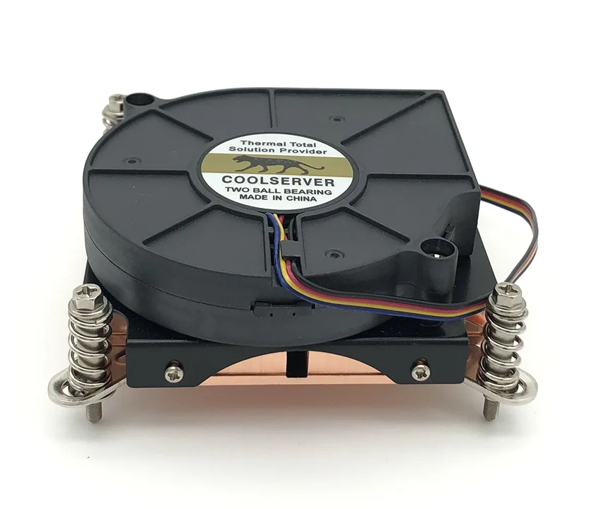 1U Active CPU Cooler, Pure Copper Heat Pipe With Temperature Control Fan, Compatible With LGA2011 LGA115X For Desktop PC